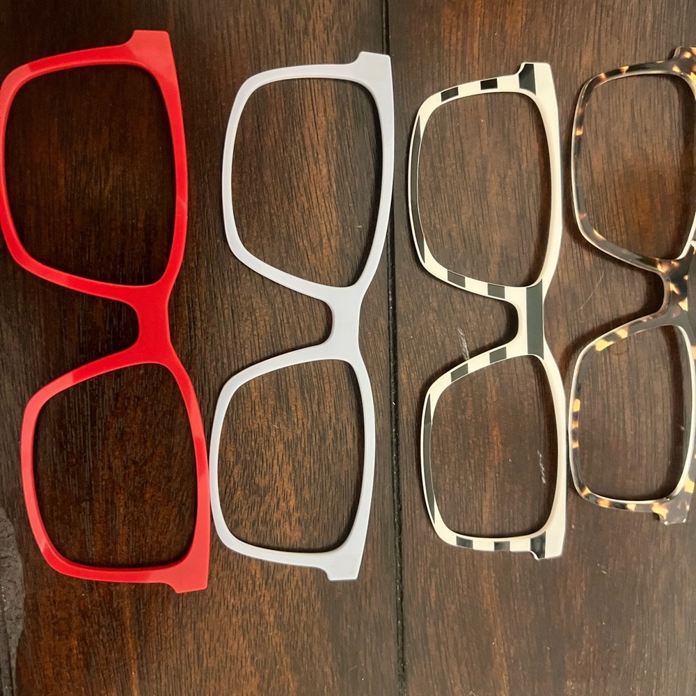 Pair eyeglass snap on for Larkin frames. One are sunglasses.  These are magnetic